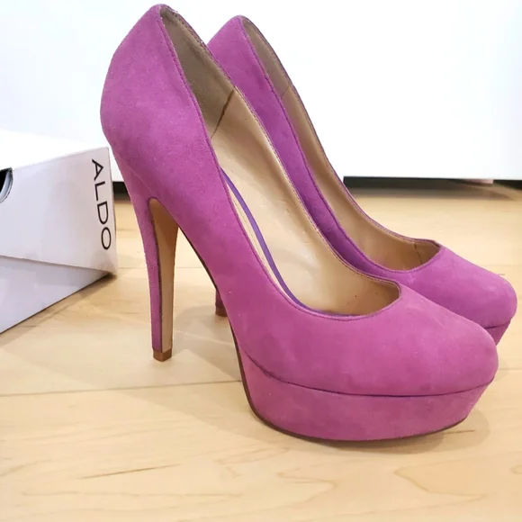 ALDO Womens High Heel Pumps Platform Stiletto Purple Suede Leather